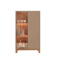 Cristaleira De Vidro Com Led Para Sala Visari C01 - D'rossi Marrom-freijó - 2