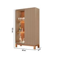 Cristaleira De Vidro Com Led Para Sala Visari C01 - D'rossi Marrom-freijó - 3