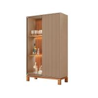 Cristaleira De Vidro Com Led Para Sala Visari C01 - D'rossi Marrom-freijó