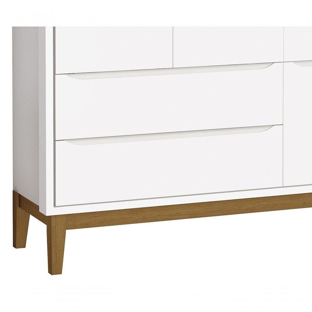 Guarda-roupa Retrô 3 Portas Classic New Branco Fosco Com Madeira - Reller - 4