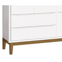 Guarda-roupa Retrô 3 Portas Classic New Branco Fosco Com Madeira - Reller