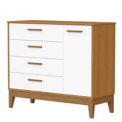 Cômoda Sapateira Infantil Flip 4 Gavetas MDF Puxador em Mdf Branco Savana