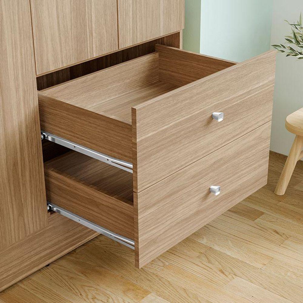 Guarda Roupa Solteiro Versa 4 Portas Com Armário Multiuso Luna Freijó Fosco - Kits Paraná - 4