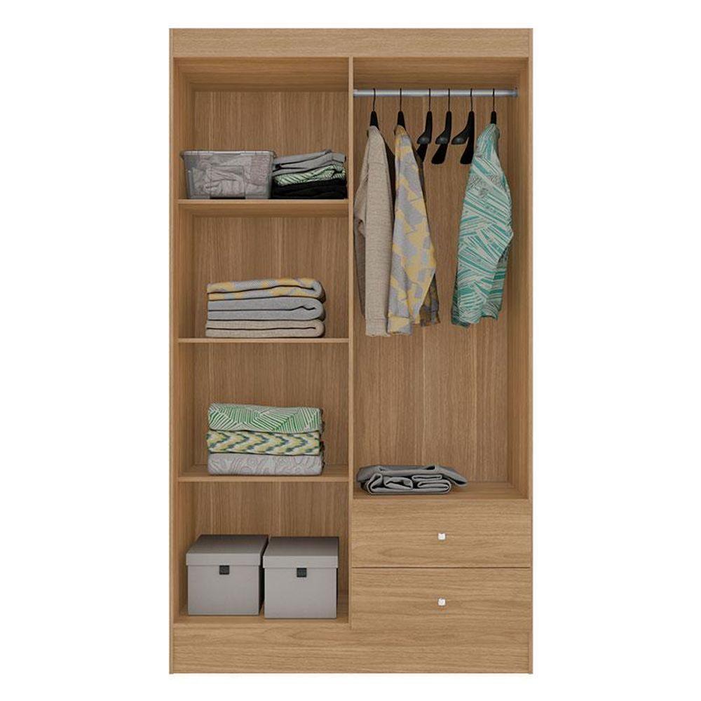 Guarda Roupa Solteiro Versa 4 Portas Com Armário Multiuso Luna Freijó Fosco - Kits Paraná - 5