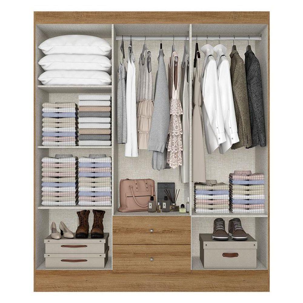 Guarda Roupa Casal Astro 6 Portas 2 Gavetas Almendra Off White Acetinado - Thb - 2