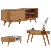 Rack Bancada Otawa Com Aparador Riviera Freijó E Mesa De Centro Jeri Freijó Off White - Colibri - 1