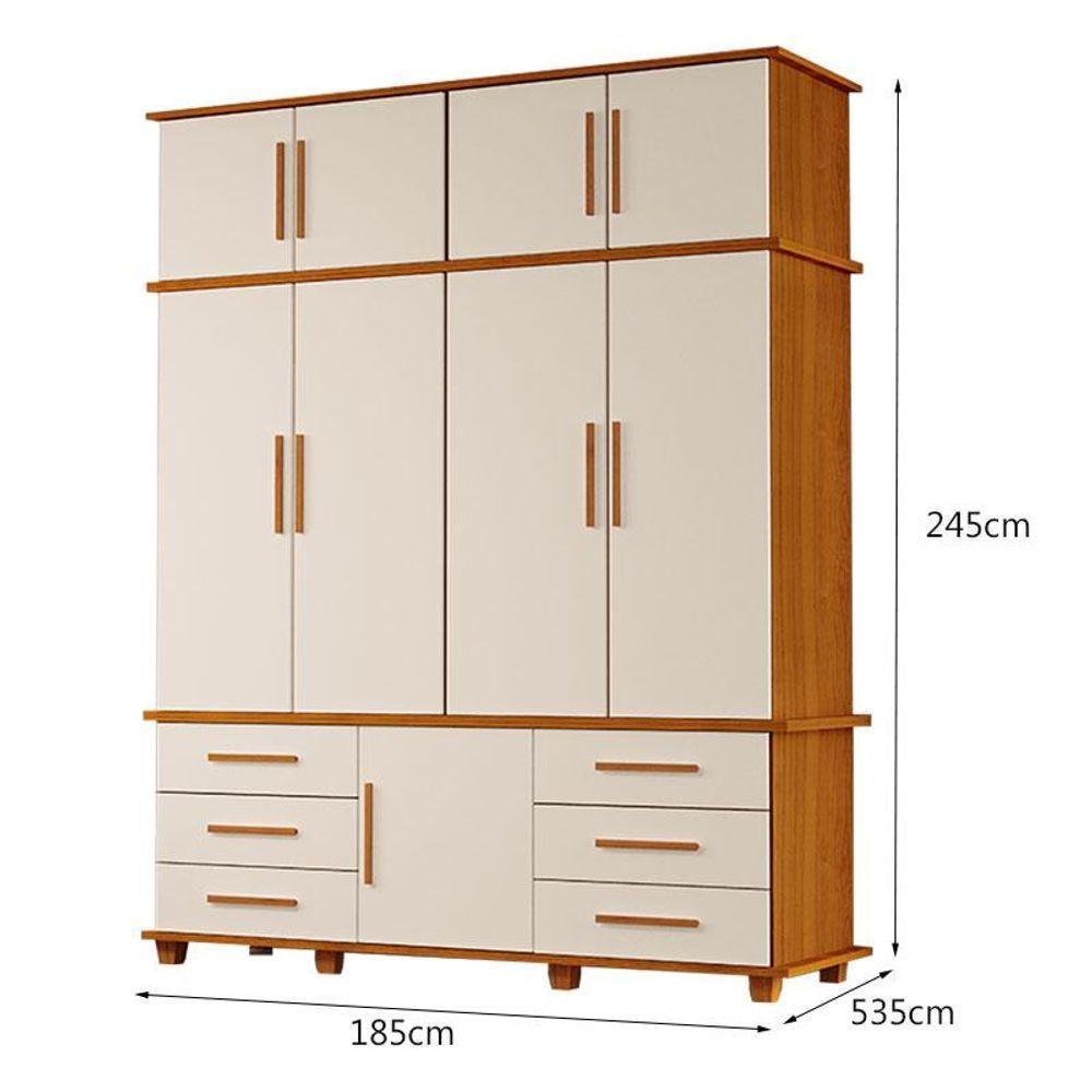 Guarda Roupa Casal Londres 4 Portas E Armário Multiuso Berlim Freijó Off White - Luapa Móveis - 4