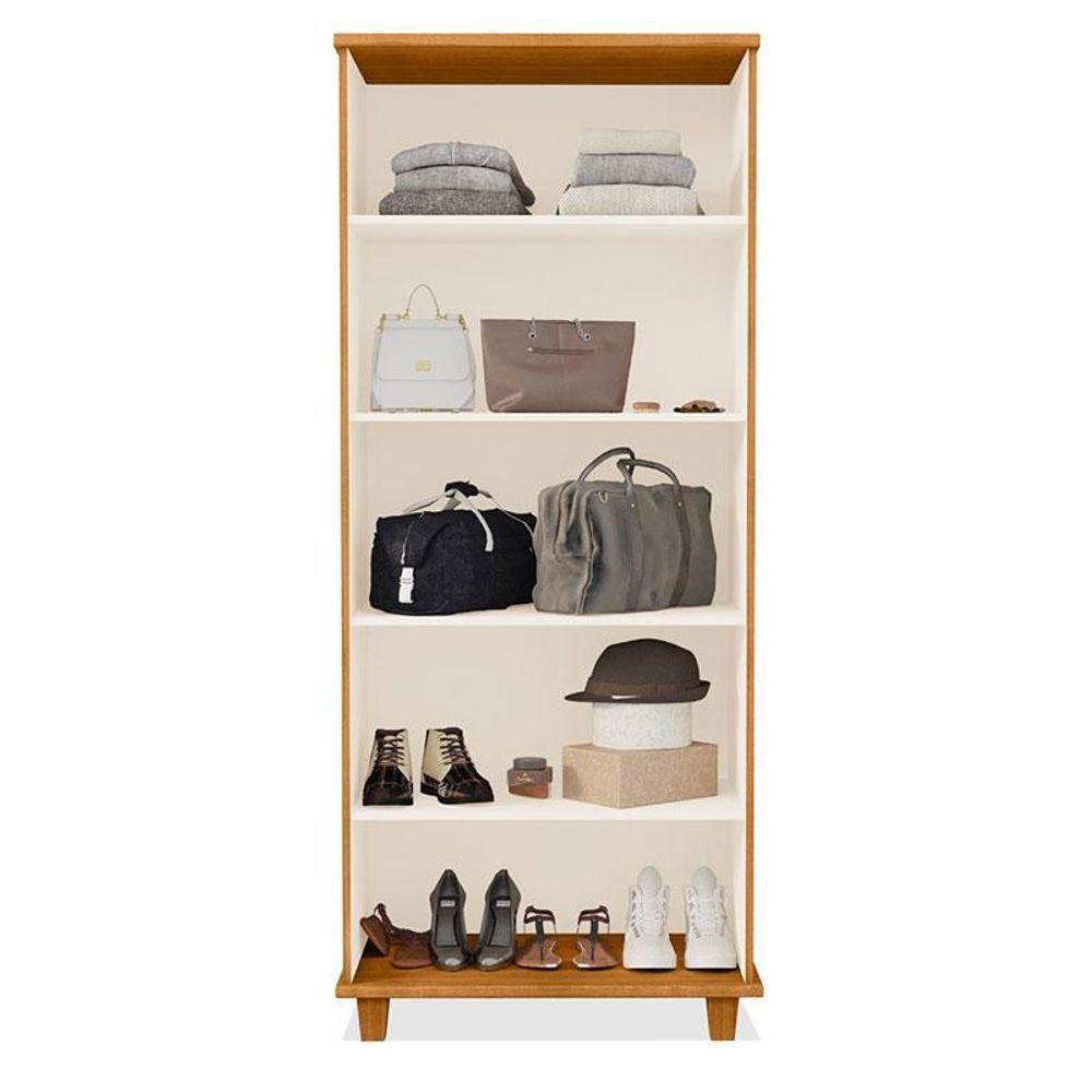 Guarda Roupa Casal Londres 4 Portas E Armário Multiuso Berlim Freijó Off White - Luapa Móveis - 6