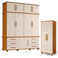 Guarda Roupa Casal Londres 4 Portas E Armário Multiuso Berlim Freijó Off White - Luapa Móveis - 1