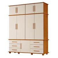 Guarda Roupa Casal Londres 4 Portas E Armário Multiuso Berlim Freijó Off White - Luapa Móveis - 2