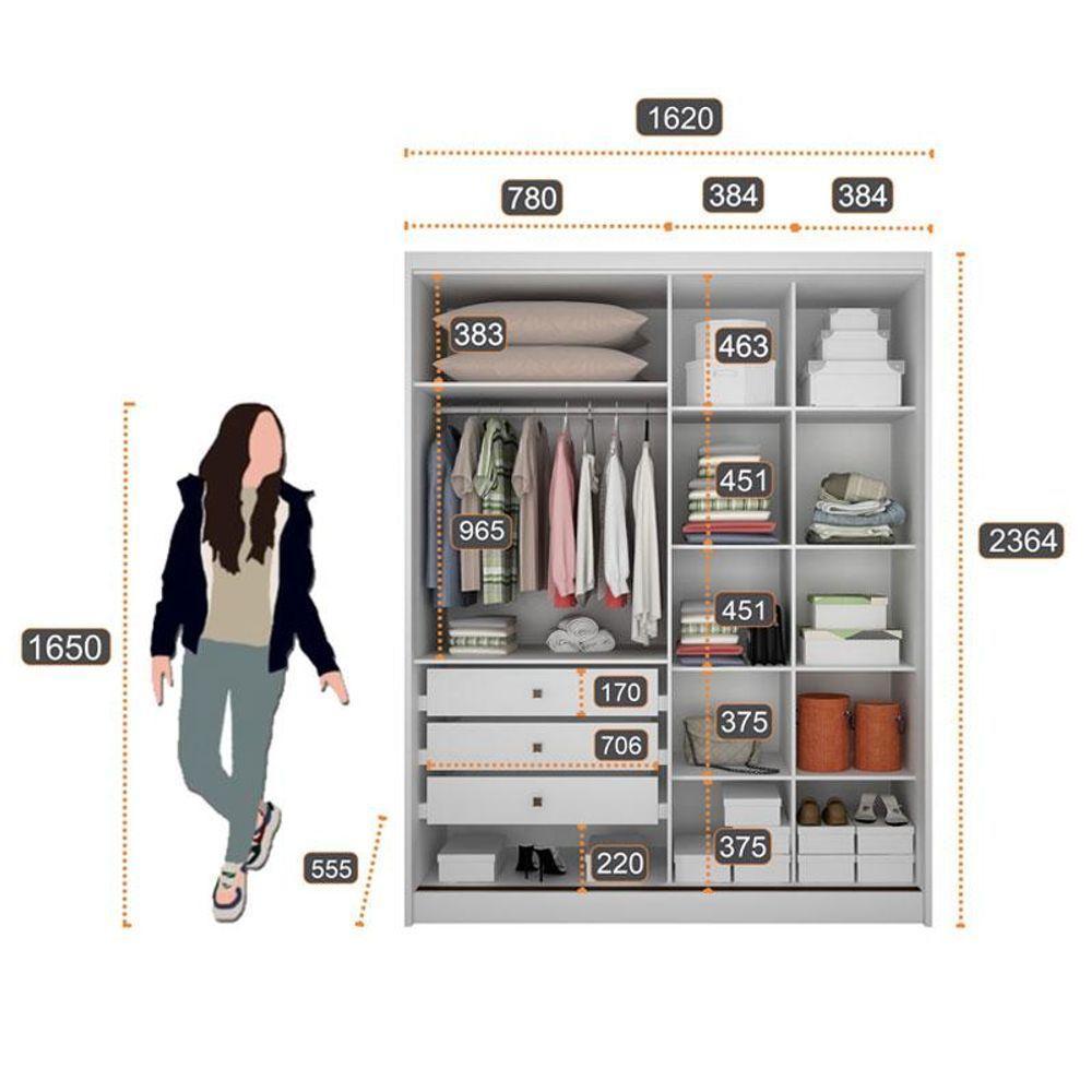 Guarda Roupa Solteiro Toledo Com Nicho E Cômoda Seul Neve - Novo Horizonte - 3