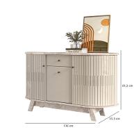 Rack Bancada Artur Com Aparador Para Sala Buffet Monza Calacata Off White - Madetec - 5