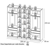 Guarda Roupa Casal Selecto Glass 7 Portas Preto Capuccino E Cômoda Gaveteiro Condessa Cappuccino - Thb