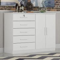 Guarda Roupa Solteiro Sevilha Com Nicho E Cômoda Seul Neve - Novo Horizonte - 10