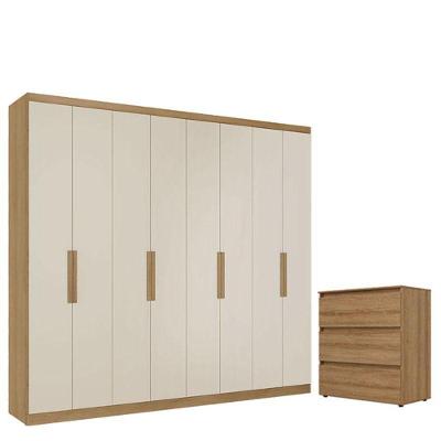 Guarda Roupa Casal Milan 8 Portas Capuccino Off White E Cômoda Gaveteiro Condessa Cappuccino - Thb