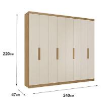 Guarda Roupa Casal Milan 8 Portas Capuccino Off White E Cômoda Gaveteiro Condessa Cappuccino - Thb