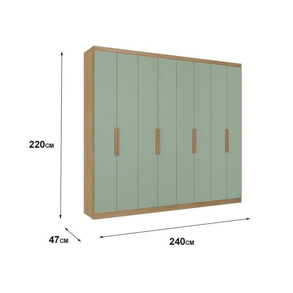 Guarda Roupa Casal Milan 8 Portas Capuccino Menta E Cômoda Gaveteiro Condessa Cappuccino - Thb - 4