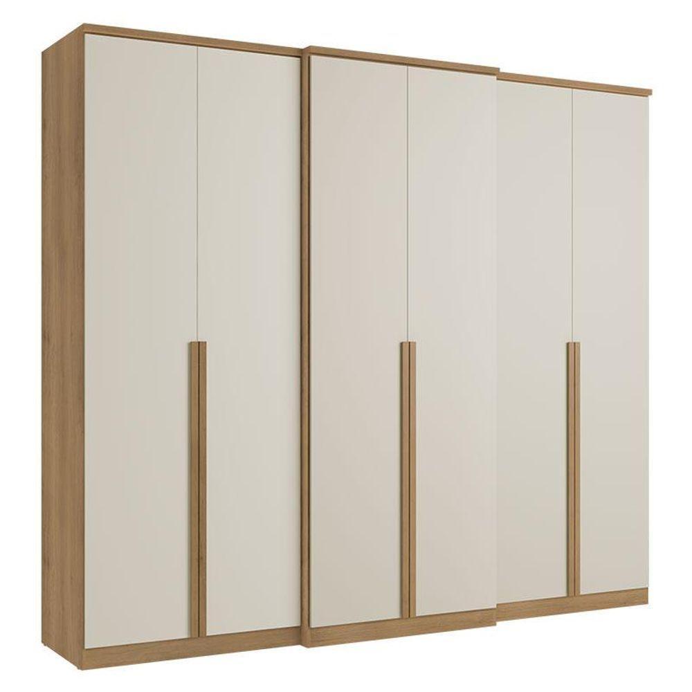 Guarda Roupa Casal Valência 6 Portas Capuccino Off White E Cômoda Com Porta Aurora Acetinado - Thb - 7