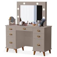 Penteadeira Camarim New Seul Com Banqueta Almofadada Mani - Luapa Móveis - 2