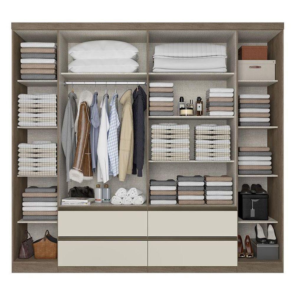 Guarda Roupa Casal Nobre 6 Portas Glass Rustic Off White E Cômoda Gaveteiro Condessa Rustic Acetinado - Thb - 3
