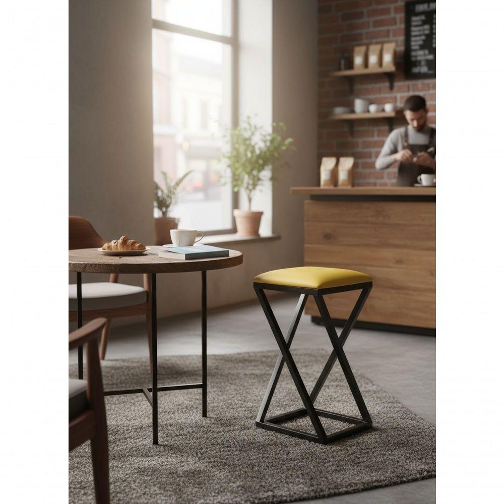 Banqueta Baixa Ideal Para Casa Apartamento Lanchonetes Bar Reforçada Resistente Amarelo - 2