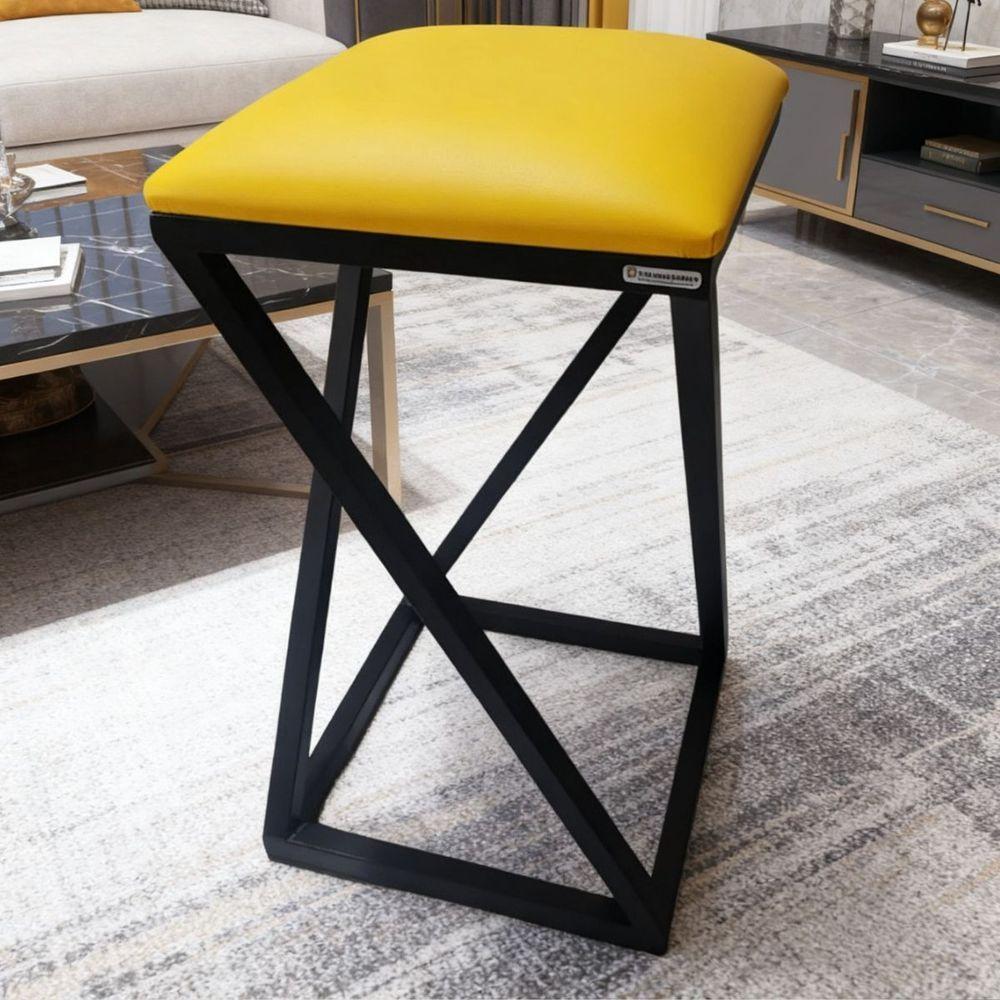 Banqueta Baixa Ideal Para Casa Apartamento Lanchonetes Bar Reforçada Resistente Amarelo - 6