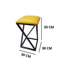 Banqueta Baixa Ideal Para Casa Apartamento Lanchonetes Bar Reforçada Resistente Amarelo - 3