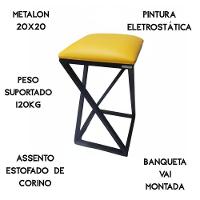 Banqueta Baixa Ideal Para Casa Apartamento Lanchonetes Bar Reforçada Resistente Amarelo