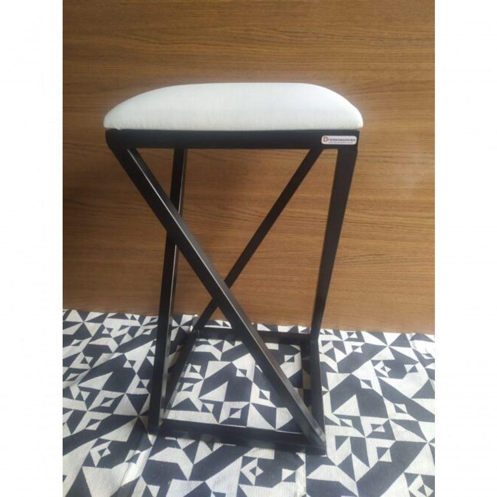 Banqueta Baixa Metal Luxo Estilo Industrial Moderna Branco - 6