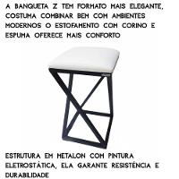 Banqueta Baixa Metal Luxo Estilo Industrial Moderna Branco - 5
