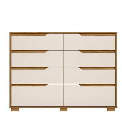 Comoda Casal Quarto Georgia 8 Gavetas Freijo Com Off White - Moval
