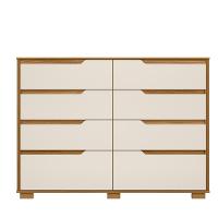 Comoda Casal Quarto Georgia 8 Gavetas Freijo Com Off White - Moval - 1