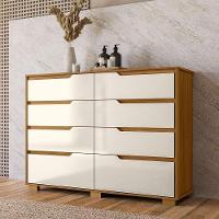 Comoda Casal Quarto Georgia 8 Gavetas Freijo Com Off White - Moval - 2