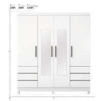Guarda Roupa Casal Sofia 4 Portas Ambiente Com Espelho Branco Brilho - Demobile - 8