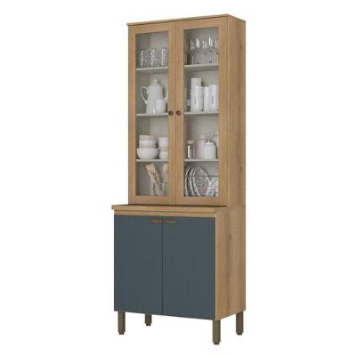 Cristaleira 80 Cm 4 Portas Vidro Finesse Capuccino Azul - Thb