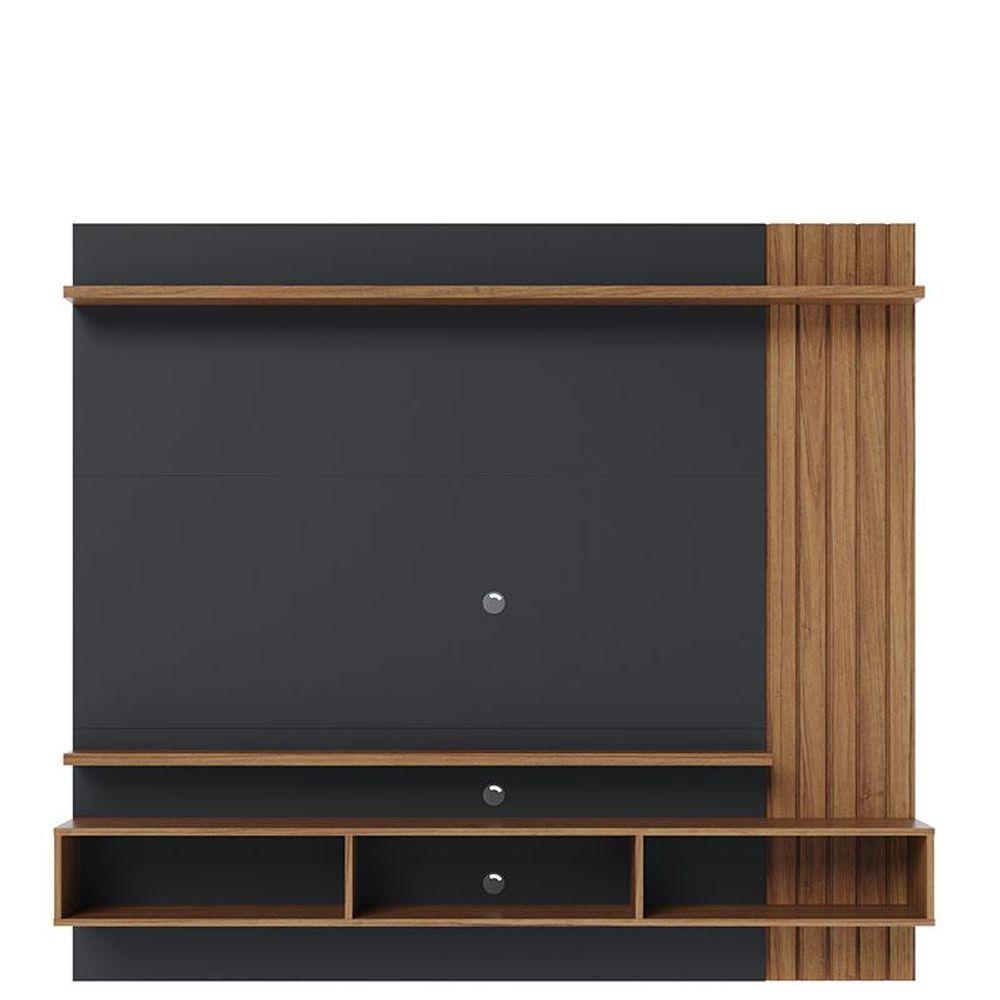 Painel Para Tv Home Suspenso Juriti 1.8 Com Aparador Riviera Noce Milano Preto Acetinado - Colibri - 3