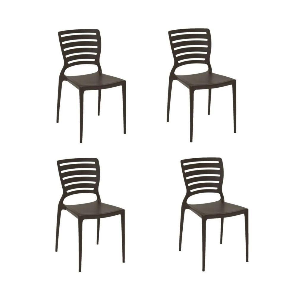 Kit 4 Cadeiras Sofia Marrom Tramontina Encosto Vazado Horizontal 92237/109 - 1