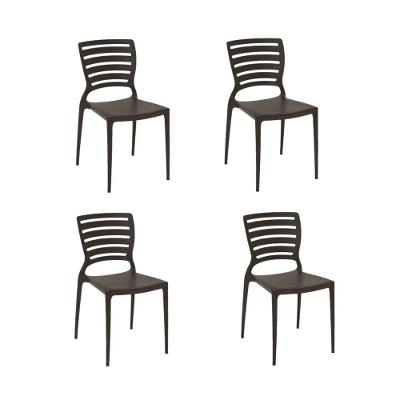 Kit 4 Cadeiras Sofia Marrom Tramontina Encosto Vazado Horizontal 92237/109