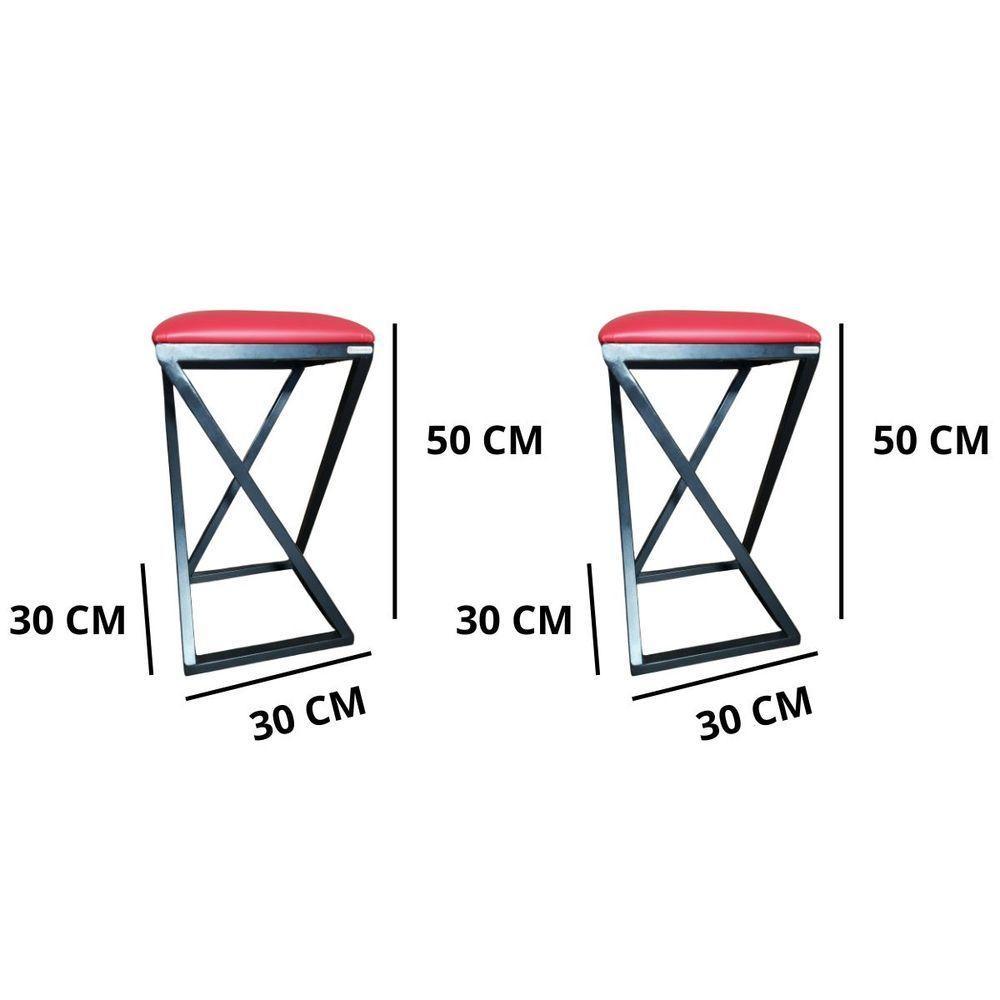 Kit De 2 Banquetas Z Metalon Banco Vermelho - 3