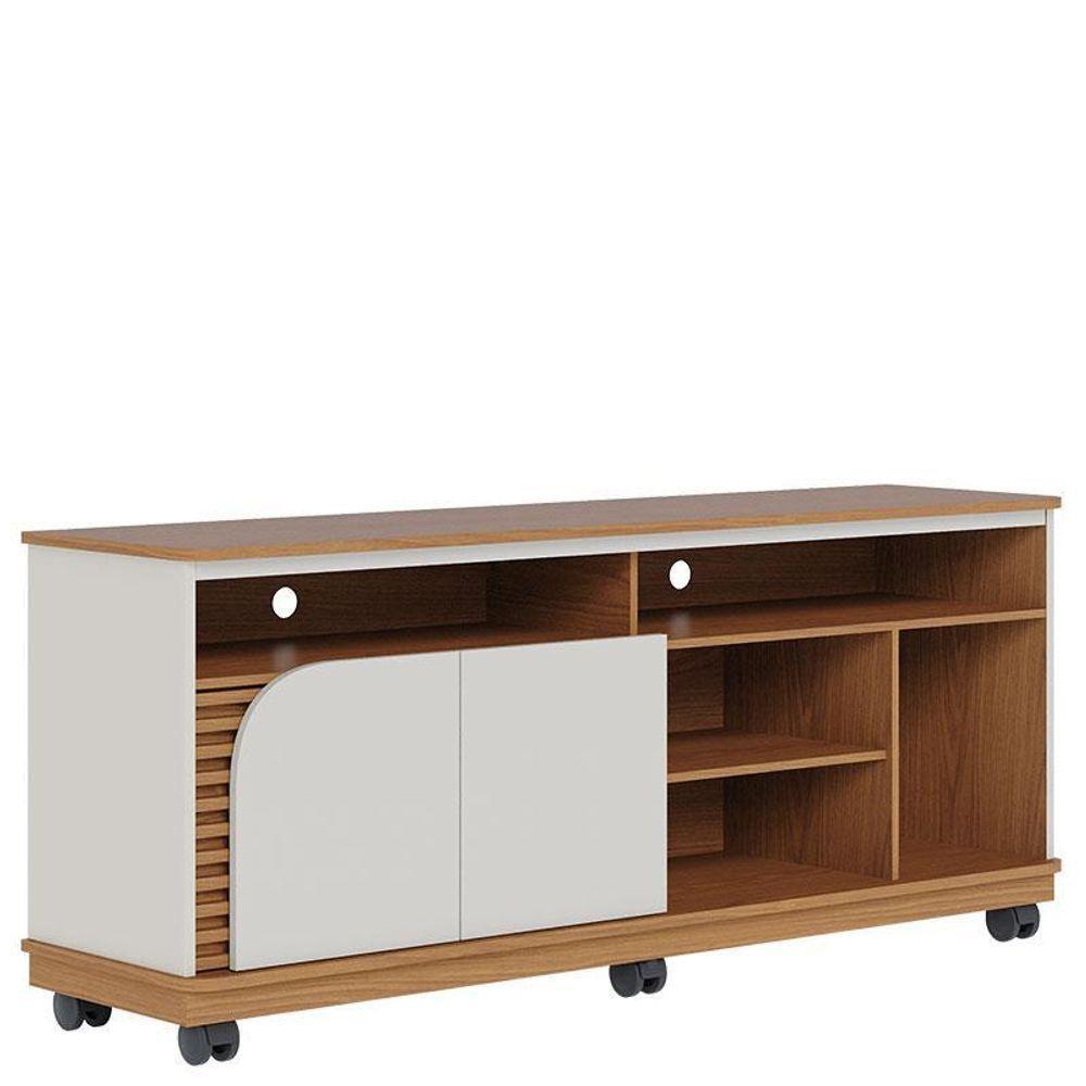 Rack Bancada Jurerê 1.5 Com Mesa De Centro Jeri Freijó Off White Matte E Aparador Riviera Freijó – Colibri - 5