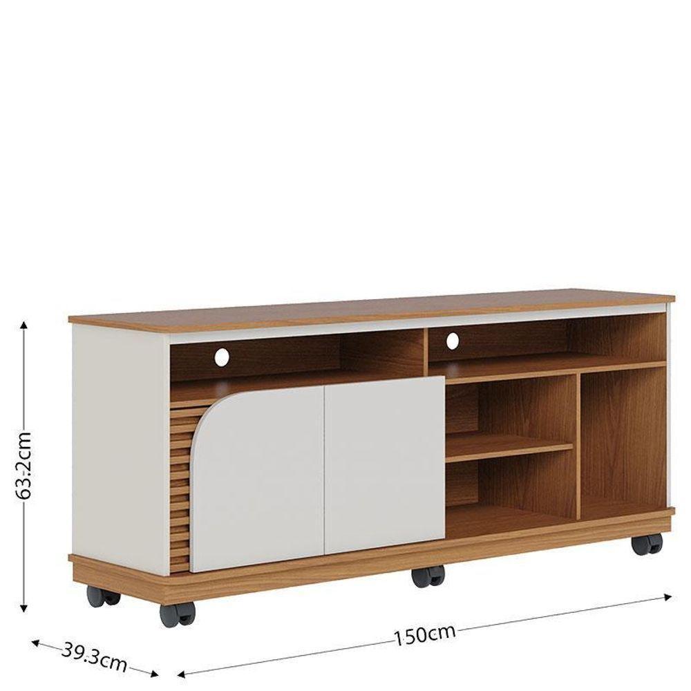 Rack Bancada Jurerê 1.5 Com Mesa De Centro Jeri Freijó Off White Matte E Aparador Riviera Freijó – Colibri - 7