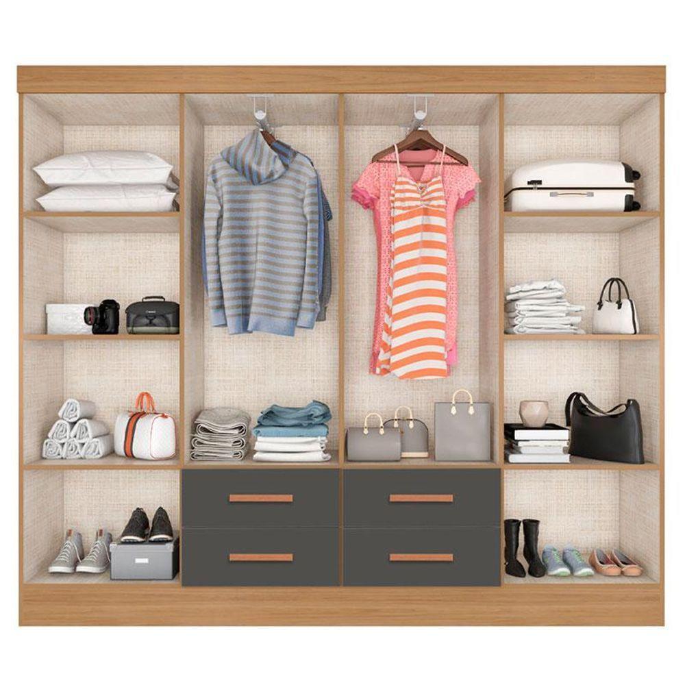 Guarda Roupa Casal Ambiente Porto 8 Portas Nature Cinza - Móveis Leão - 3