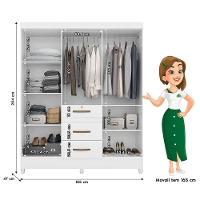 Guarda Roupa Com Espelho Casal Itatiba Com Cômoda Vênus Com Pés E Multiuso Jade Branco Brilho - Moval