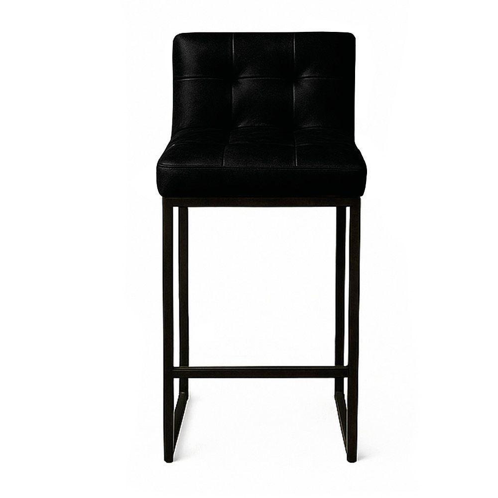 Banqueta Cozinha Alta Com Encosto Industrial Preto Lirina Pu C05 - D'rossi Preto - 2