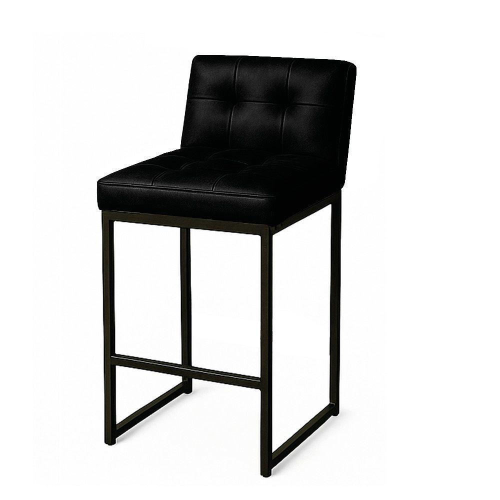 Banqueta Cozinha Alta Com Encosto Industrial Preto Lirina Pu C05 - D'rossi Preto - 5