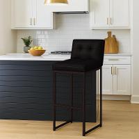 Banqueta Cozinha Alta Com Encosto Industrial Preto Lirina Pu C05 - D'rossi Preto - 1