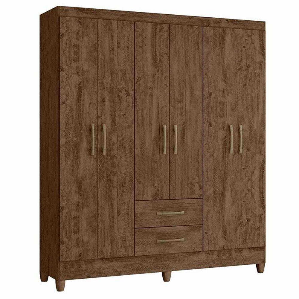 Guarda Roupa Casal Panamá Com Cômoda Ms913 E Armário Multiuso New íris Castanho Wood - Moval - 2