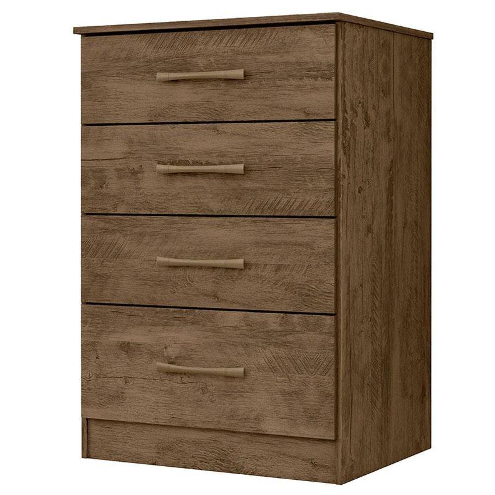 Guarda Roupa Casal Panamá Com Cômoda Ms913 E Armário Multiuso New íris Castanho Wood - Moval - 4