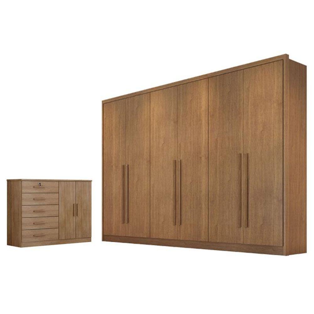 Guarda Roupa Casal Livorno Com Nicho E Cômoda Seul Cumaru 23 - Novo Horizonte - 1