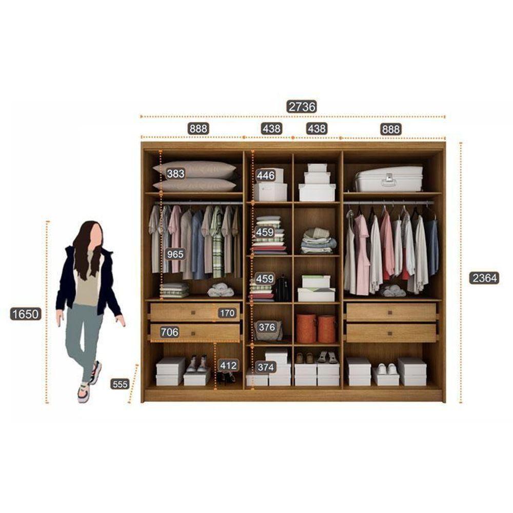 Guarda Roupa Casal Livorno Com Nicho E Cômoda Seul Cumaru 23 - Novo Horizonte - 3